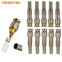 10 pces JR-B25 macho solderless câmera cabos bnc conector para cctv câmera sistema conectores coaxial cctv câmera acessórios