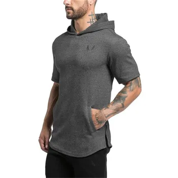 

2019 Men Clothing Bodybuilding Hoodies Sweatshirts Casual Gyms Hoody Short Sleeve Sweatshirt Men's Slim Fit Hooded Jackets