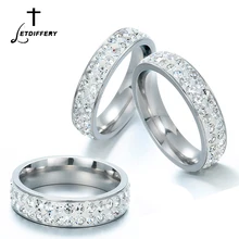 Letdiffery, 1 шт., серебро, нержавеющая сталь, женские свадебные кольца, два ряда, прозрачный кристалл, обручение, модные украшения