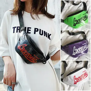 

2019 Newest Hot Women/Men Waist Fanny Pack Candy Color Printed PU Leather Belt Bag Travel Hip Bum Bag Small Purse Chest Pouch