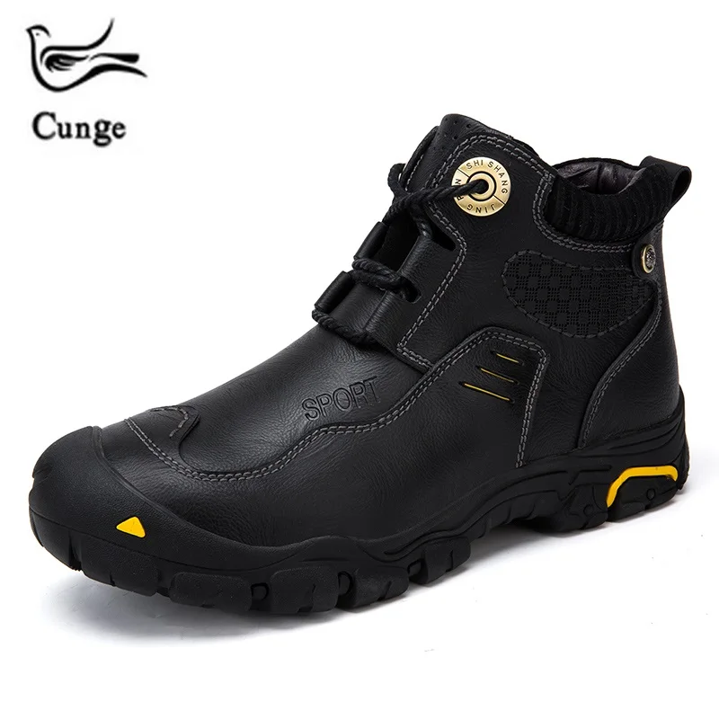 

Cunge new Handmade leather shoes Mens Army Boots Genuine Leather Waterproof soft Cowhide Shoes Combat winter Tactical Ankle Boot