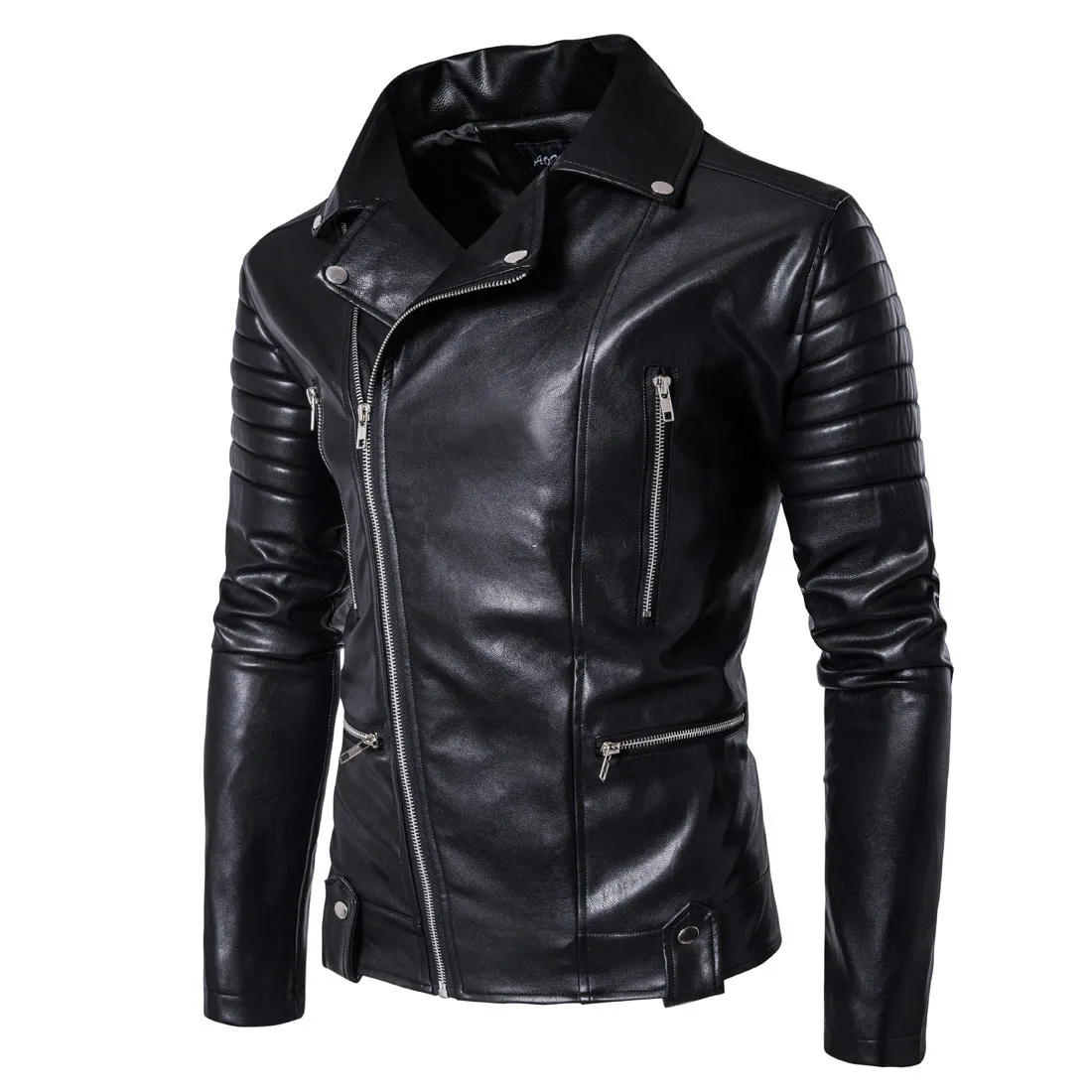 2018 New Fashion Men'S Motorcycle Big Size Leather Zipper Leather Jacket Men Classic Design Biker Jackets Male Bomber Coats 
