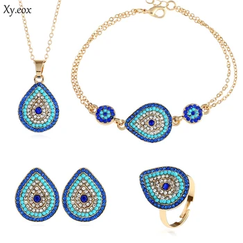 

5pcs/set jewelry necklace bracelet drops Turkey blue eye jewelry set