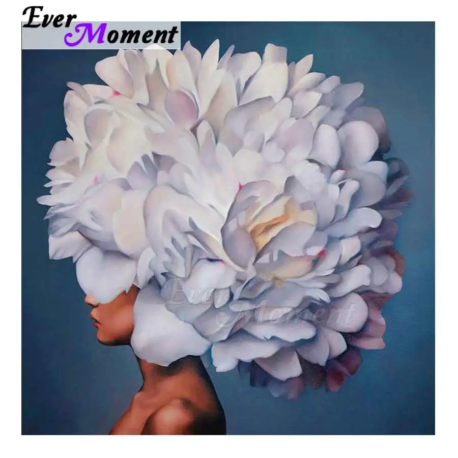 

Ever Moment Diamond Painting Woman Flower Full Square Drill Mosaic Cross Stitch Handmade Diamond Embroidery Decor Home 3F168