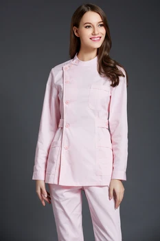 

2016 Winter Women's Stand Collar Long Sleeve Waist Adjustable Nurse Uniform Dental Clinic Nursing Working Wear Free Ship