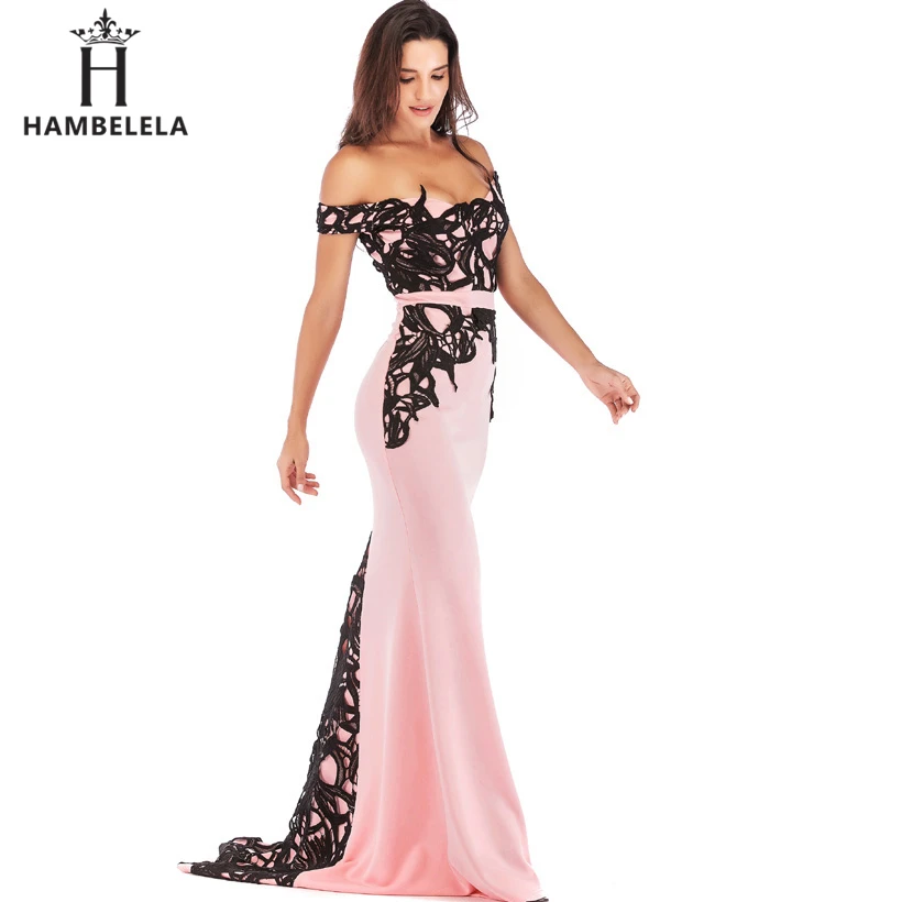 HAMBELELA vestido de festa, облегающее длинное платье с кружевным топом и лифом в форме русалки, вечернее платье, очаровательное свадебное платье