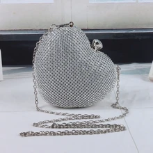 2015 Heart Shaped Cute Rivet Ladies Evening Bags Women Party Chain Clutches Bag Wedding Evening Clutch Purse pochette L570