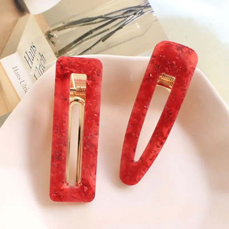 14 Styles Women Girl Korea Hollow Geometric Waterdrop Acrylic Hair Clips Shiny Tinfoil Sequins Hairpin Hair Accessories Barrette