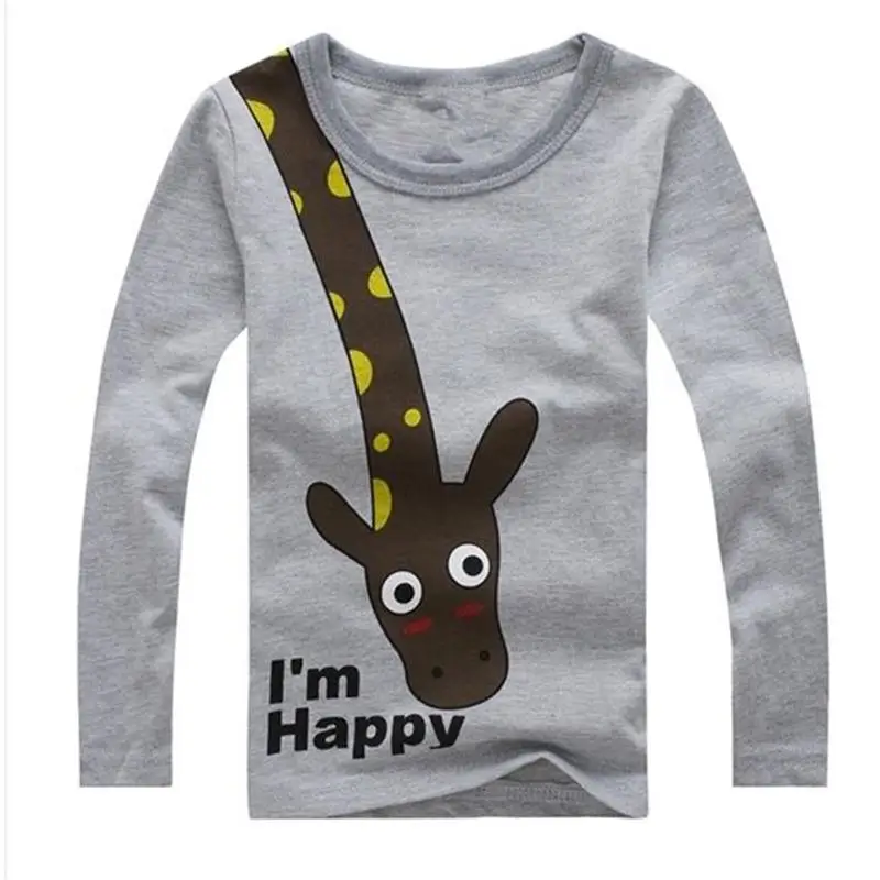 

New cotton children t shirts, long sleeve t-shirts , cute giraffe cartoon t-shirt, girls and boys' t shirt, nova kids