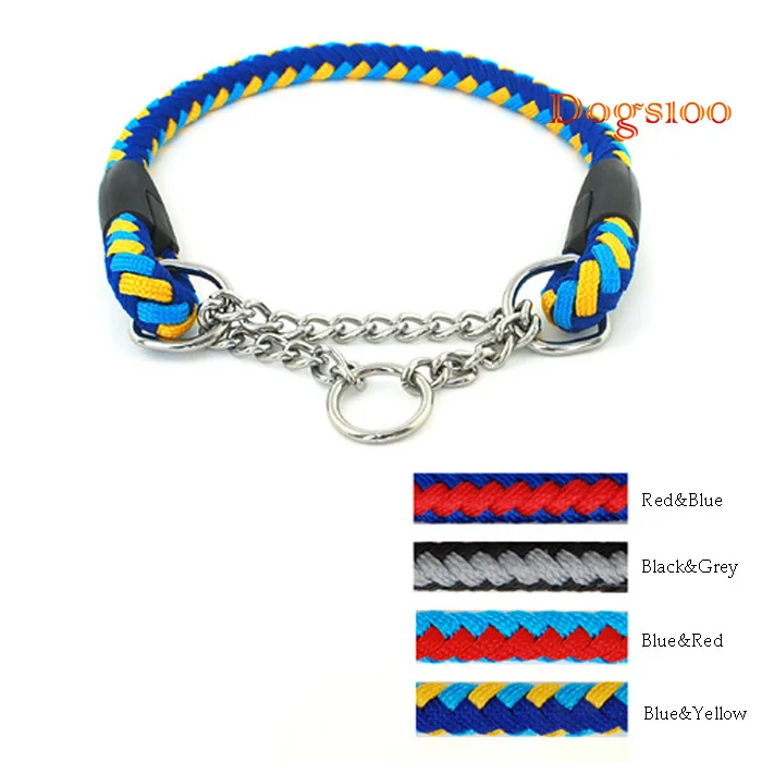 

Braided Rope Chock Chain Dog Pet Training Collars Heavy Duty 2 Size 4 Colors