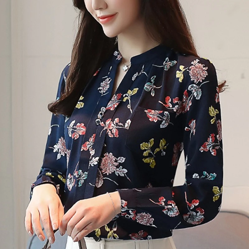 Blusa de Chifón con cuello en V para camisa femenina de chifón con en V, ropa de trabajo para oficina, 2018|Blusas y camisas| - AliExpress