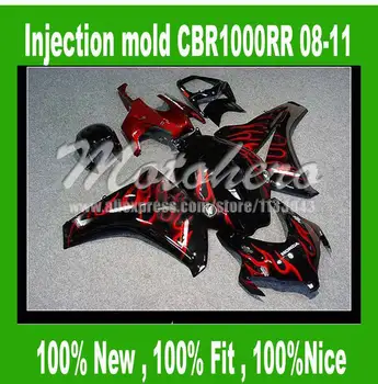 

Injection fairing for HONDA CBR1000RR 2008 2009 2010 2011 CBR1000 RR 08 09 10 11 CBR 1000 RR 08 11 fairings kit red flame black