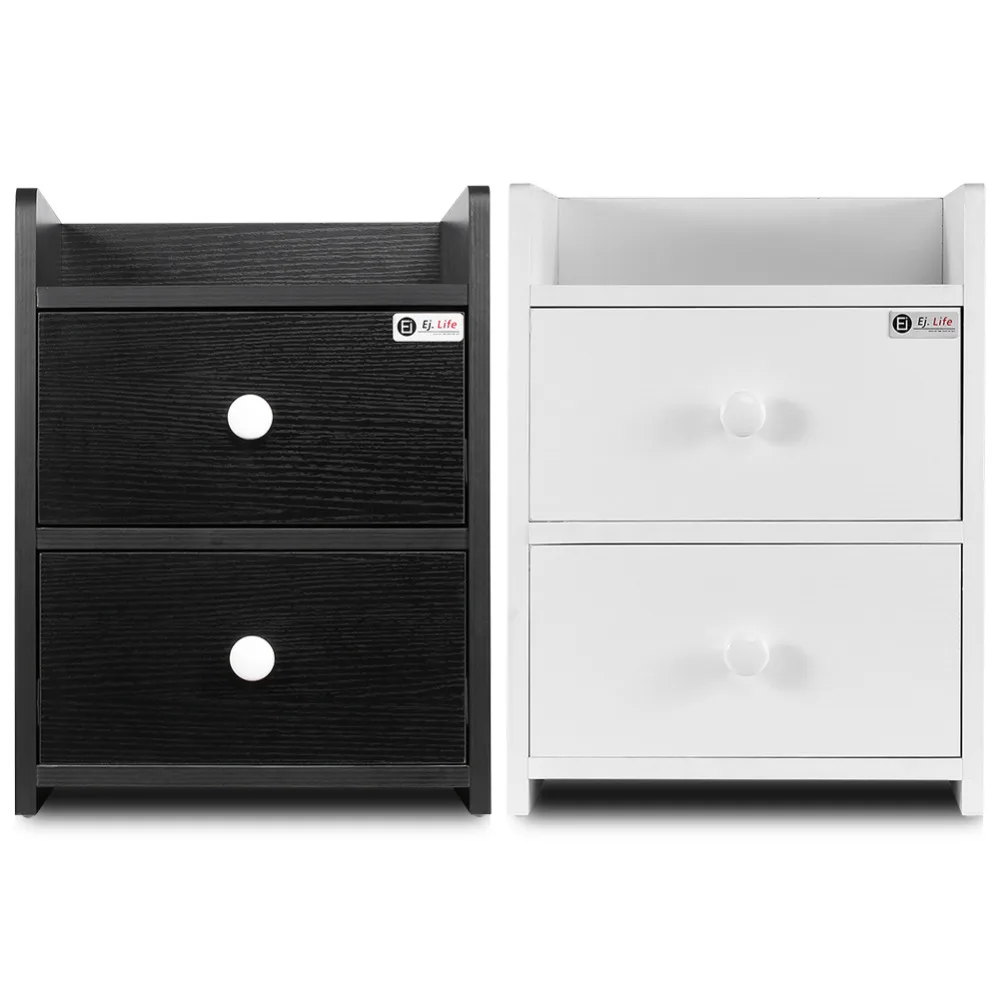 

Wood Bedside Table with 2 Drawers for Storage Modern Home Bedroom Furniture