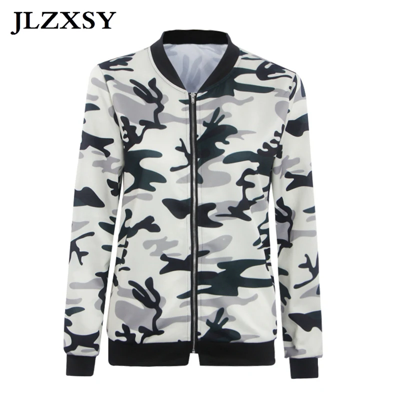 JLZXSY 2017 New Thin Jacket Spring Women Camouflage Print