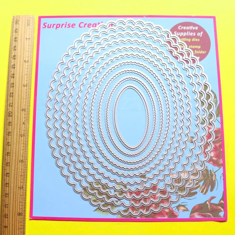 4-Set Large Cutting dies Scalloped Rectangle Square Circle& Oval Scrapbooking Paper Craft DIY stencil