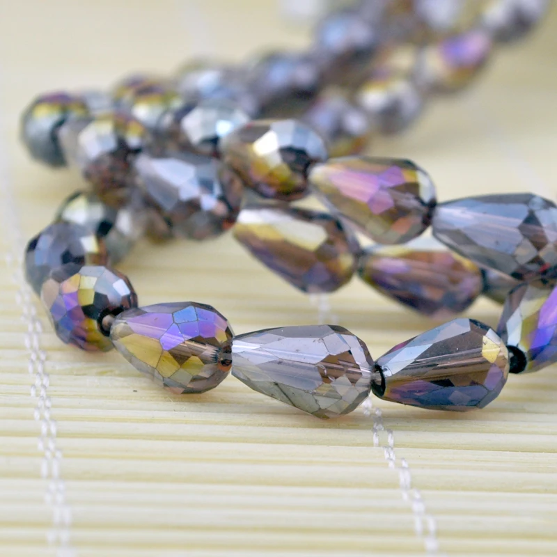 300pcs/lot Purple AB Plating Crystal Drop Beads Crystal Faceted Beadsa