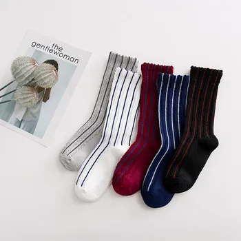 

Whole cotton vertical stripe women socks female loose socks
