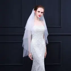 2019 простой дизайн Свадебная Фата Тюль 2 слоя со шлейфом Fingertip вуали с гребешком Новый