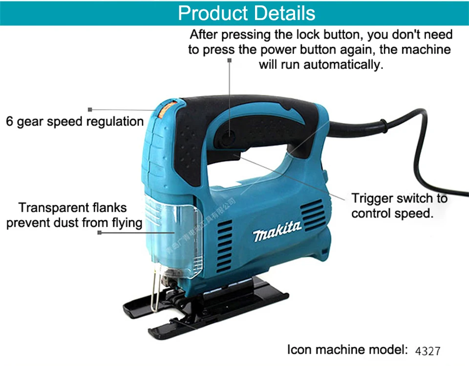 Япония Makita 4327 кривая пила 4328 электрическая скорость регулирования возвратно-поступательная пила M4301B деревообрабатывающая машина для резки M4302B 450W