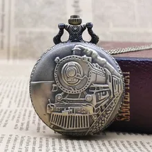 Винтажные антикварные мужские и женские Ретро бронзовые Паровозик с подвижным двигателем железной дороги кварцевые карманные часы с цепочкой Fob CF1070
