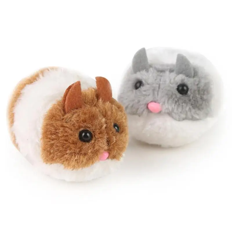 

Cute Pull Line Vibrate Little Fat Rat Simulated Plush Cat Vibration Mouse Interactive Toys Plush Toy for children Random Color