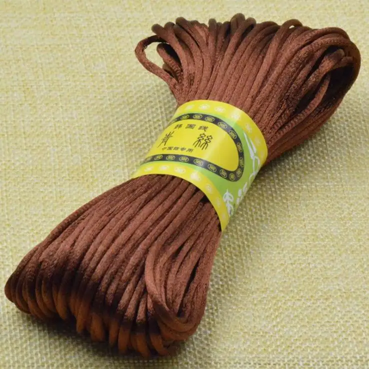 20 Meters Satin Nylon Cord Khaki Brown Macrame Beading String 2.5mm Knitting Rope Chinese Knot Thread For Jewelry Making