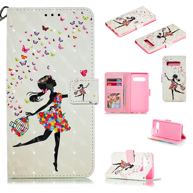 

2019 New 3D Mobile Phone Wallet Cover Case For Samsung Note 10 Pro S10 S9 Plus Case A20 E A30 Flip Leather Bag A70 A50 A40 Case