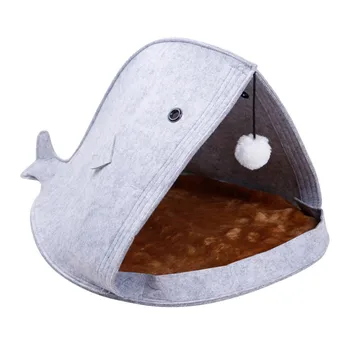 

Felt Shark Shape Pet Cat Beds Dog House Nest Portable Foldable Dog House Mats Blankets Pet Product Supply