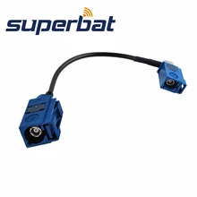 Superbat Fakra Женский Джек "C" под прямым углом к Fakra Джек "C" прямо косички кабель RG174 15 см удлинитель AUX C двумя штекерами синий