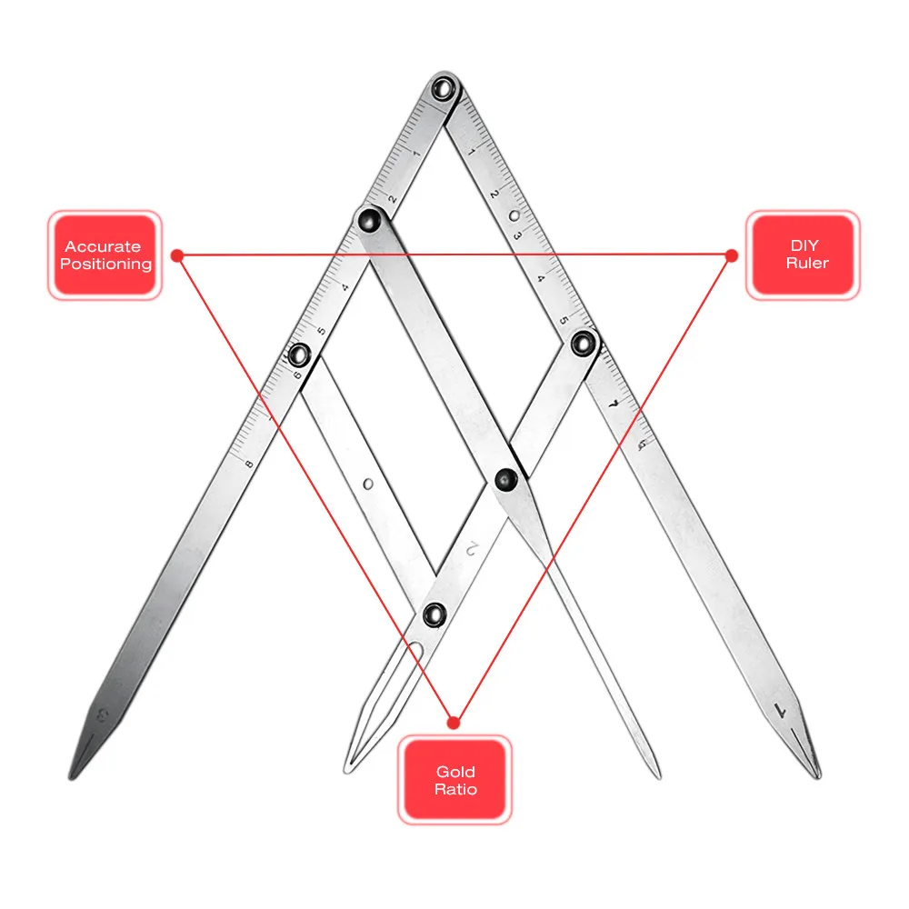 Перманентная линейка для макияжа измеряет микроблейдную линейку, линейку для формирования бровей, пропорциональный делитель линейки для бровей дизайн татуировки Штангенциркули трафарет