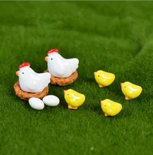 10 pieces Mini Animals Resin Craft Cock Chicken Combination Bonsai Figurine Fairy Garden Miniatures Ornaments Garden Decoration