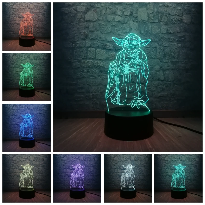 Горячая Распродажа Звездные войны фигурка йода и черный рыцарь 3D светодиодный