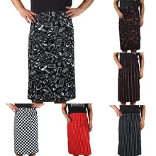 1 шт. Кухня фартук для шеф-повар, официант Для мужчин Для женщин Пособия по кулинарии фартук в клетку и полоску полуфартук с 1 карманы Кухня инструменты