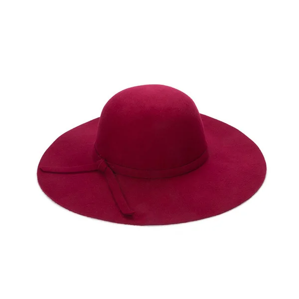 wine red Chapeau,, повседневная фетровая шляпа с широкими полями, Купольные шляпы, высокое качество, шерстяная широкополая шляпа, женская черная шляпка - Цвет: wine red