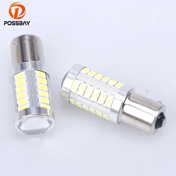 

POSSBAY 1Pair White LED 1156 BA15S 5630 33 SMD Car Tail Reverse Turn Lights Lamps Bulbs Car Accessories External Lights