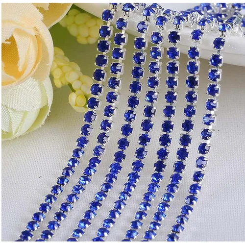 Royal Blue 10 м 23 цвета прозрачные стразы на цепочке SS6 2/SS8 2,5/SS10 2,8 SS12 3 мм для рукоделия artesanato аксессуары для швейной одежды - Цвет: Royal Blue
