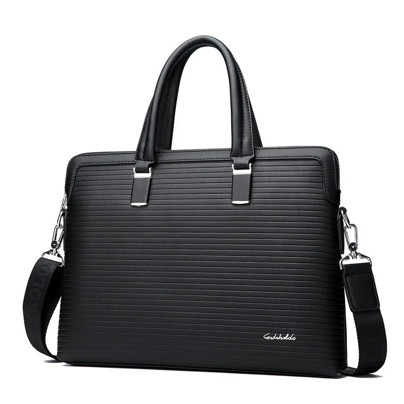 

Men's business embossed cross section casual briefcase Cross-section embossed cross leather section surge