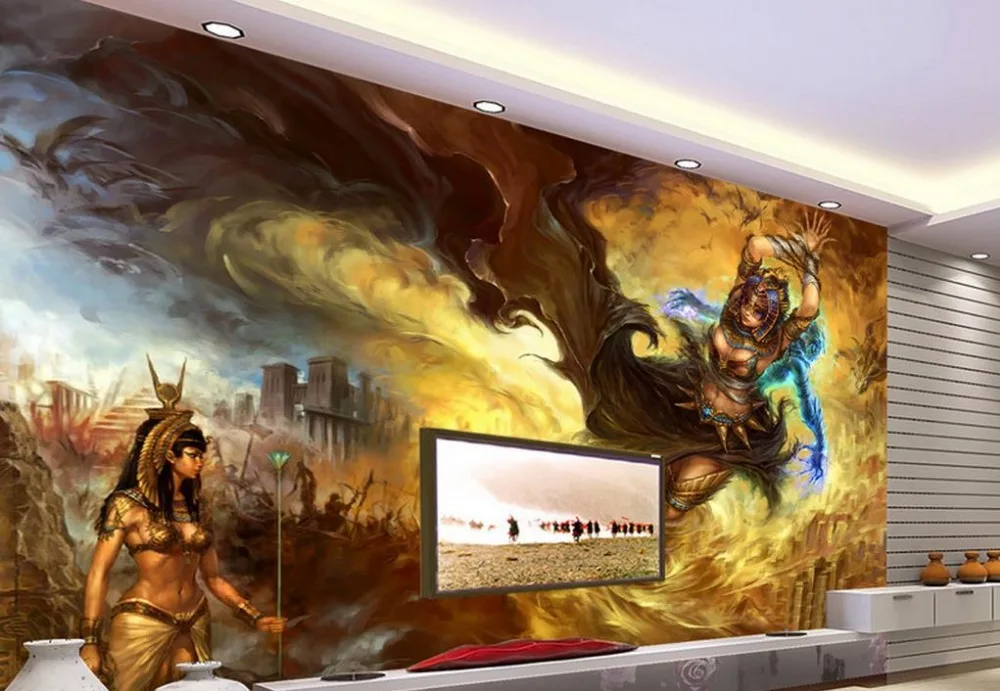 

customized 3d wall murals Game City Anime Beauties Hand Painted Background Wall Paintings 3d wallpaper modern tv