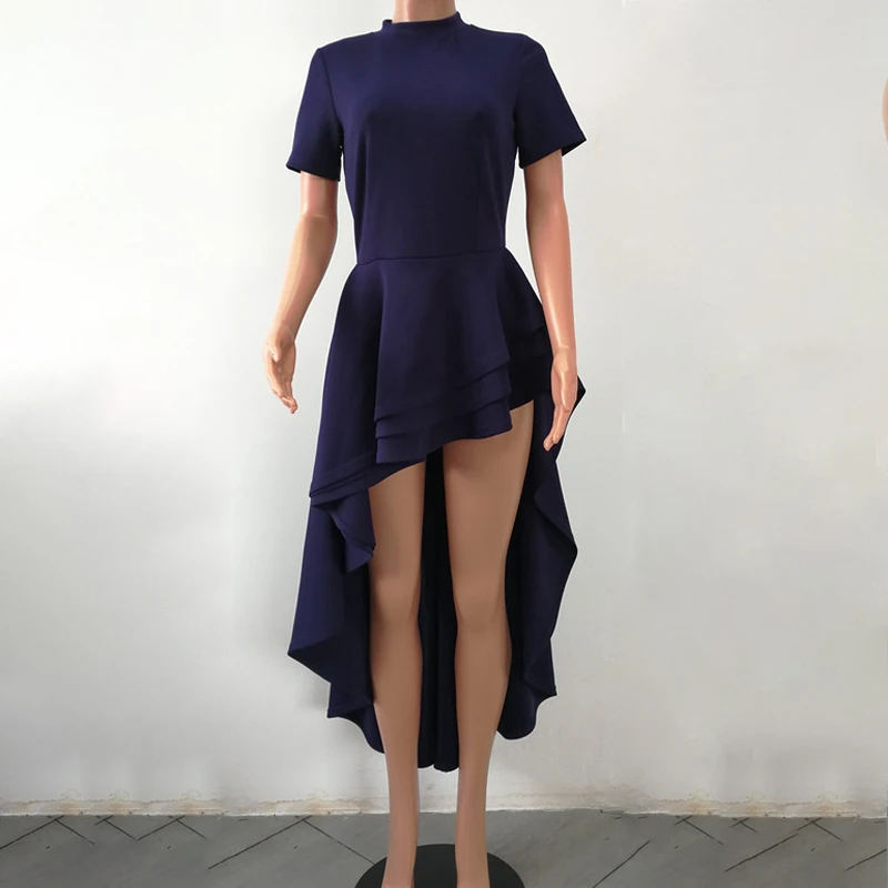 CWLSP Элегантное макси платье для женщин с оборками Асимметричный ласточкин хвост длиной до пола осеннее сексуальное вечернее платье vestidos Femmle Cloth - Цвет: Синий