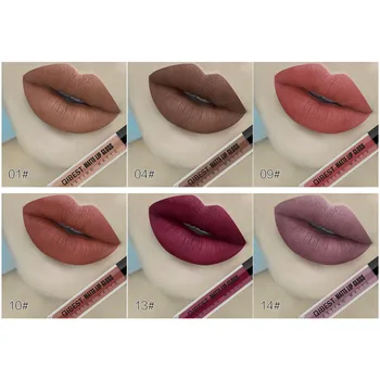 

6 Colors Liquid Matte Lipgloss Lipstick Waterproof Long Lasting Moisturizing Nude Lips Gloss Lip Tint Beauty Makeup Cosmetics