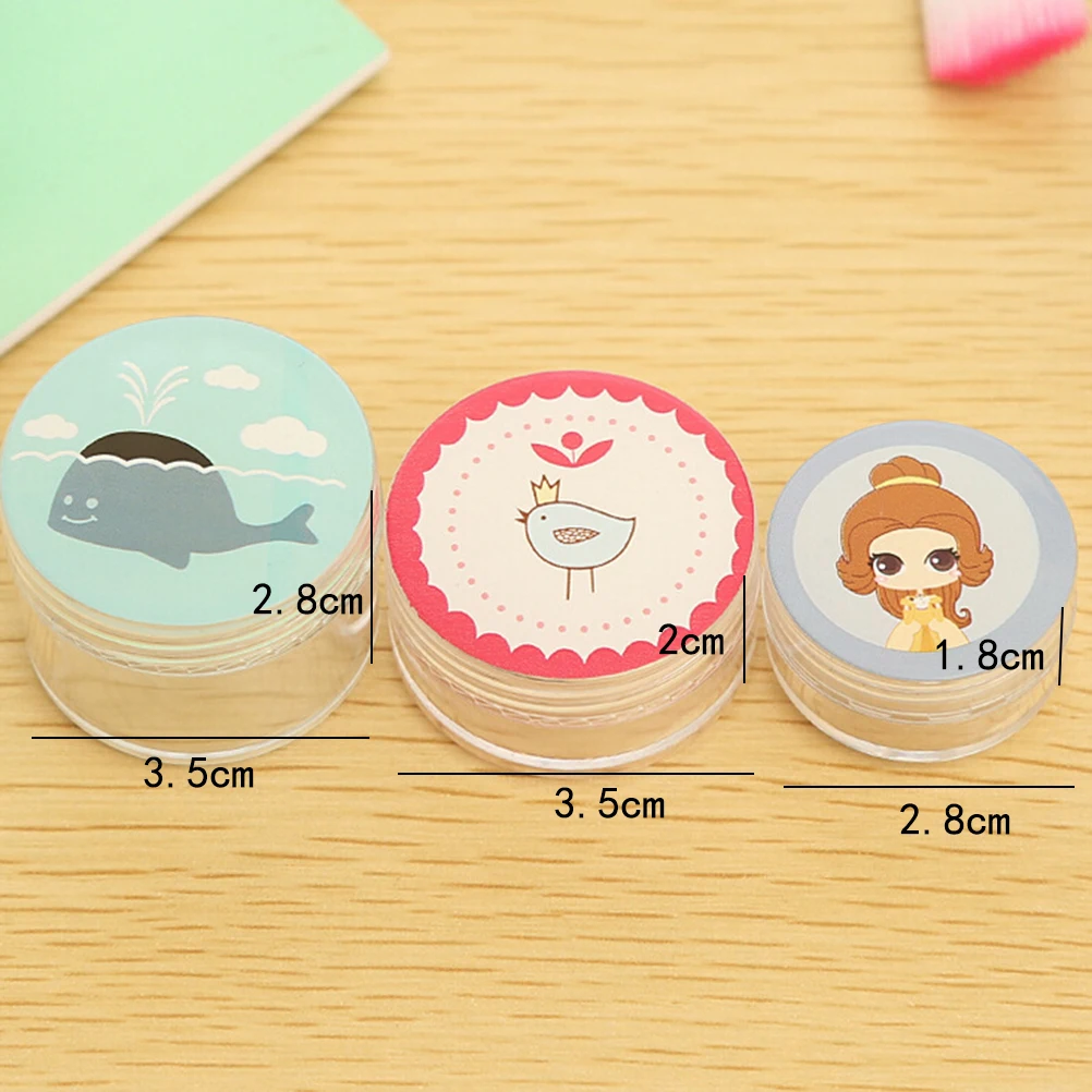 2 قطعة/المجموعة الكرتون الملونة كريم وجه الجرار وعاء السفر البلاستيك فارغة التجميل حاويات عينة البسيطة ماكياج حاويات S/M/ L حجم