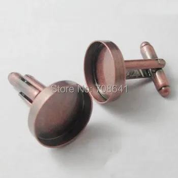 

Blank Cufflinks Settings with Round Deep Wall Bezel Cabochons Bases Men's Metal Cuff links Findings Antique Copper tone Plated