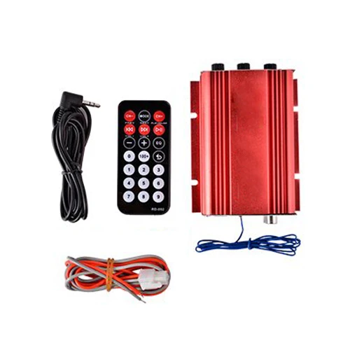 

Amplifier Amp+Remote Speaker for 2-channel 500W Car Auto MOTO boat USB MP3 FM red