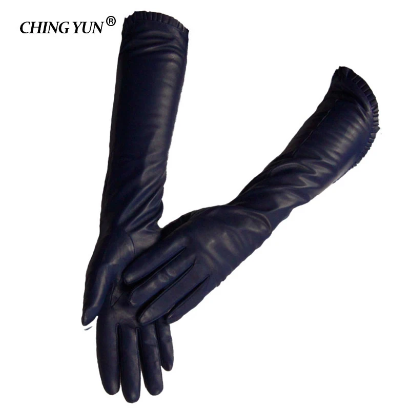Preise Winter dame mode schaffell leder handschuhe frauen aus echtem leder handschuhe weibliche lange art warm Halten Arm sleeve Kostenloser versand