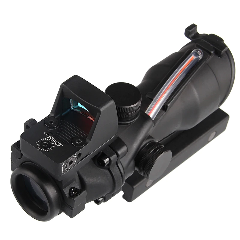 New Arrival Trijicon ACOG Style 4X32 Real Red Fiber Source Red Illuminated Rifle Scope w RMR Micro Red Dot HT6-0058-8
