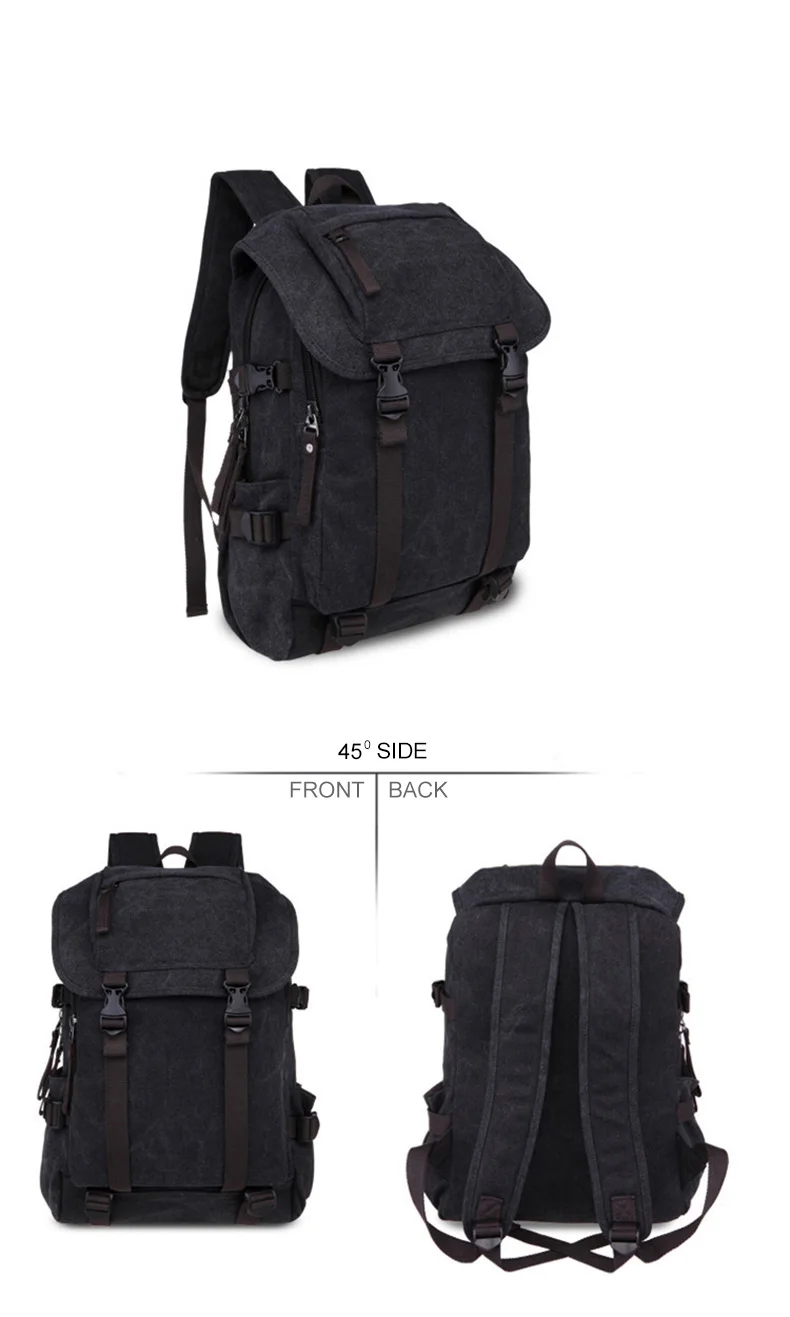 New Classic Men Canvas Travel Laptop Rucksack Shoulder BagsTeenage Boys Backpacks Large School Vintage Students Packet XA270WC