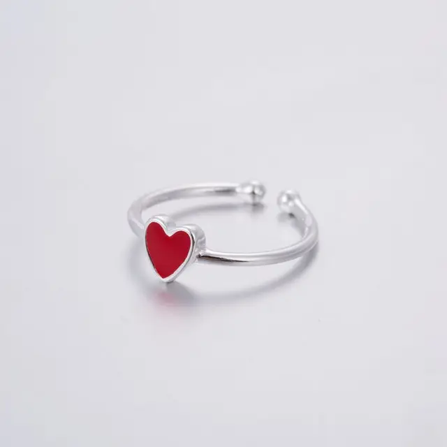 Shuangshuo Vintage Red Heart Rings for Women Adjustable Small Heart Ring Set Par Shuangshuo Vintage Red Heart Rings for Women Adjustable Small Heart Ring Set Par