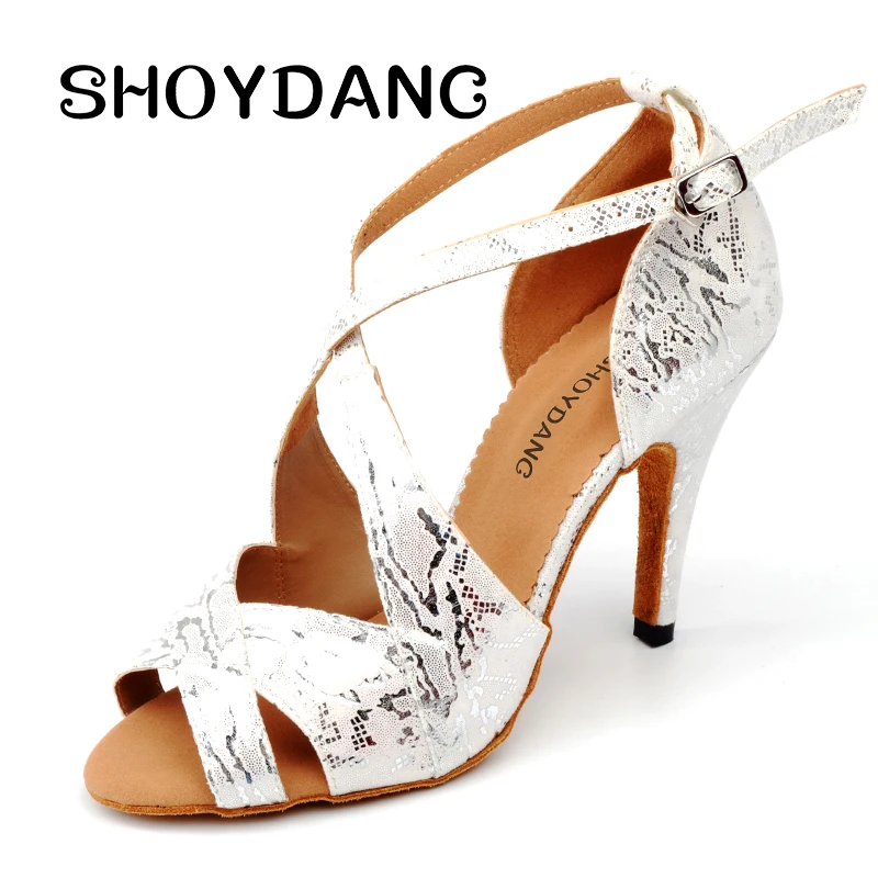 

SHOYDANC zapatos de baile latino mujer Women Dance Shoes Latin Salsa Ballroom Dance Shoes White/Black Flannel Dance Sandals