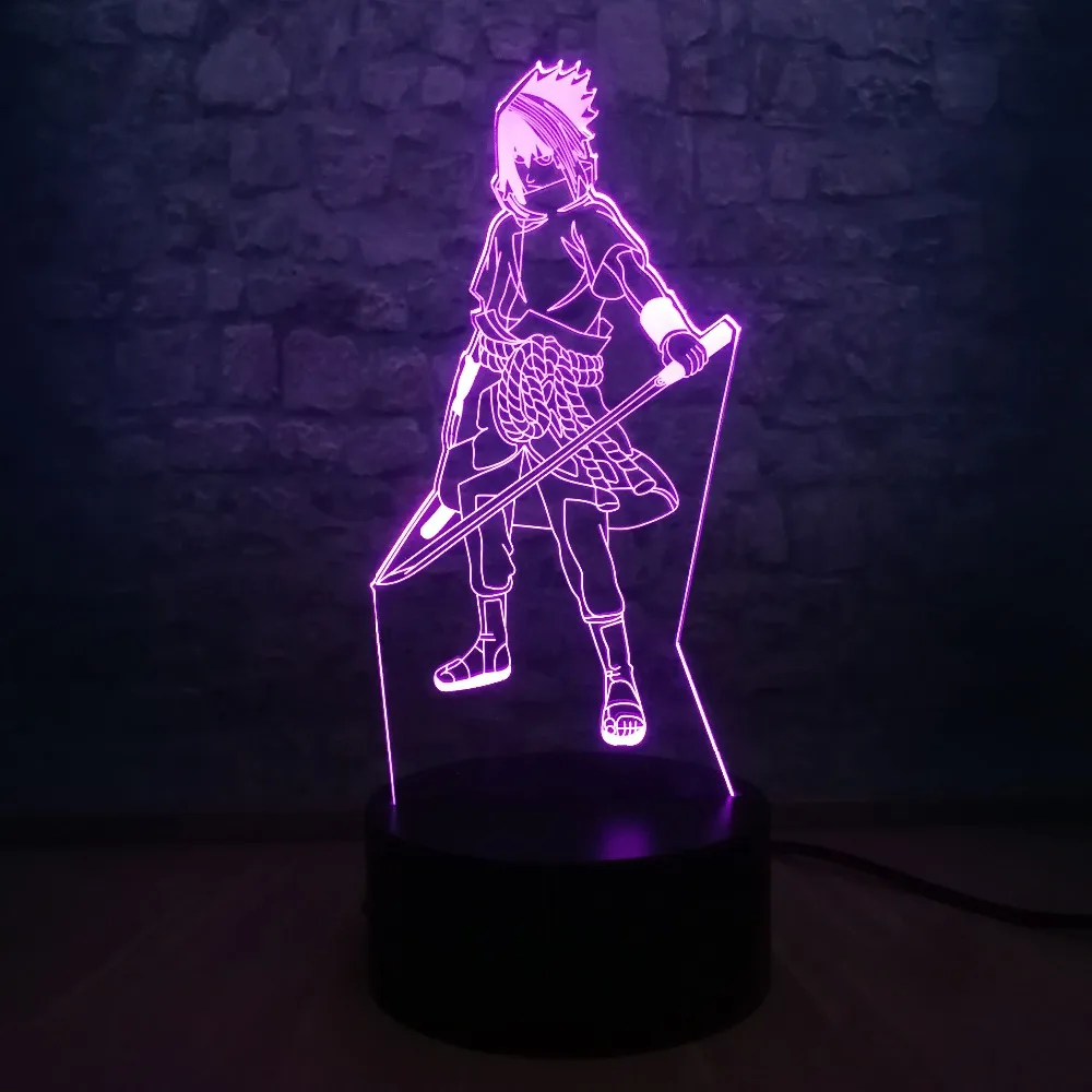 3D Наруто Uchiha Sasuke модель светодиодный светильник USB зарядка 7 цветов меняющий