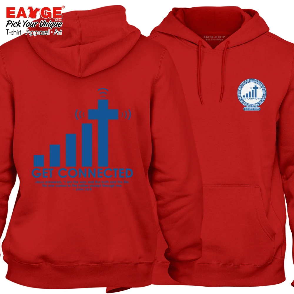 

Get Connected To Jesus Is My Choice Fleece Hoodies Cool Rock Creative Holy Design Brand Style Active Unisex Red Pullover